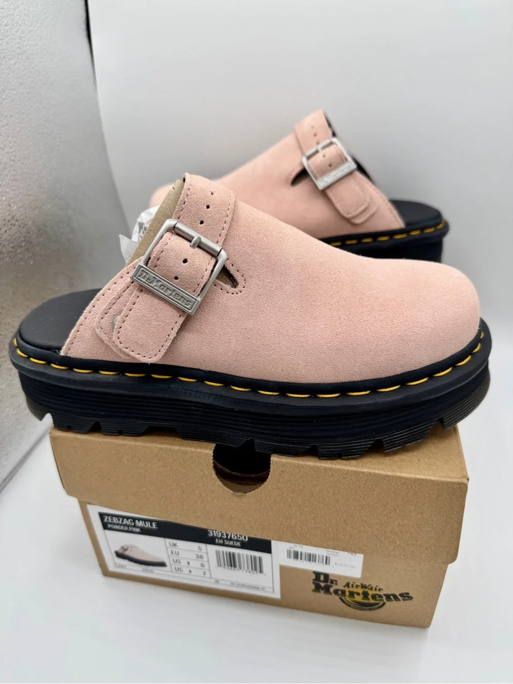 NWT Dr Martens Zebzag Mule Unisex , Powder Pink Platforms